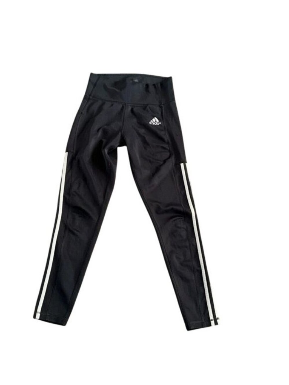 Adidas Black AEROREADY High-Waist Leggings With White Stripes Womens Size S